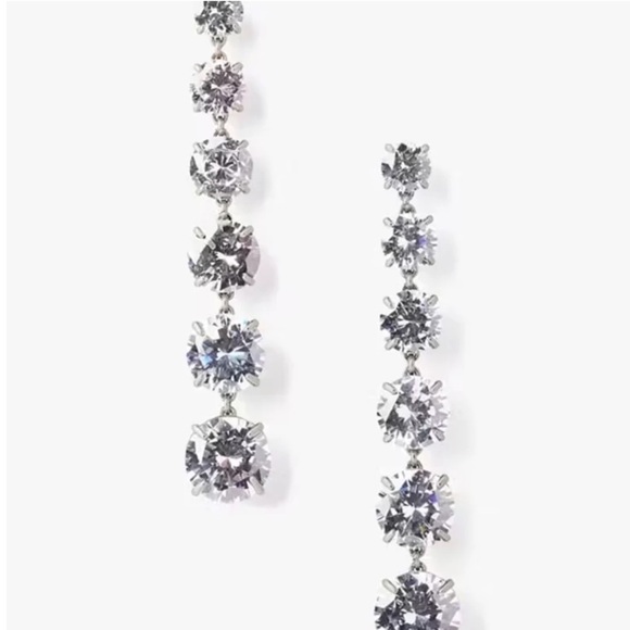 $128 Kate Spade Candy Shop Linear Earrings Clear / Silver - Picture 3 of 6